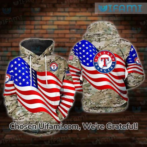 Texas Rangers Hoodie Youth 3D USA Flag Camo Texas Rangers Gift