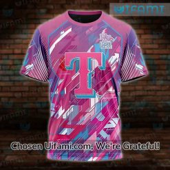 Texas Rangers Womens Shirt 3D Outstanding Breast Cancer Texas Rangers Gift Best selling