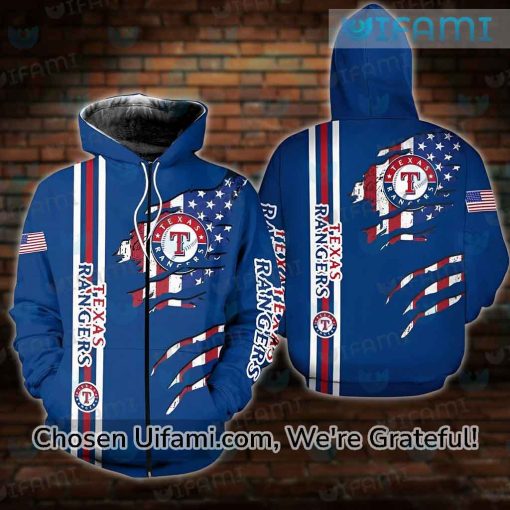 Texas Rangers Zip Up Hoodie 3D Tantalizing USA Flag Gifts For Texas Rangers Fans