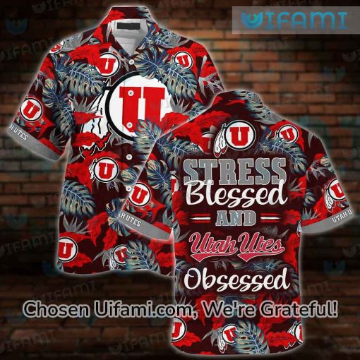 Utah Utes Hawaiian Shirt Stress Blessed Obsessed Utah Utes Gift