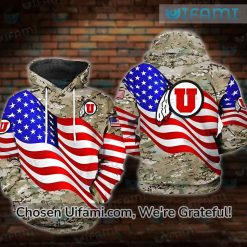 Utah Utes Hoodie 3D USA Flag Camo Discount Utah Utes Gift