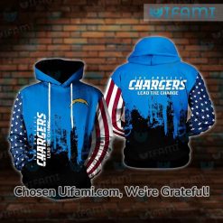 Vintage Chargers Hoodie 3D Superb USA Flag Los Angeles Chargers Gifts