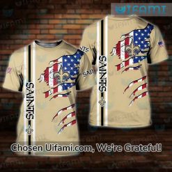 Vintage Saints Shirt 3D Powerful USA Flag New Orleans Saints Gift Ideas