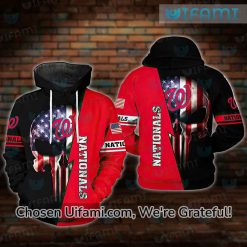 Washington Nationals Womens Hoodie 3D Promising Punisher Skull USA Flag NATS Gifts