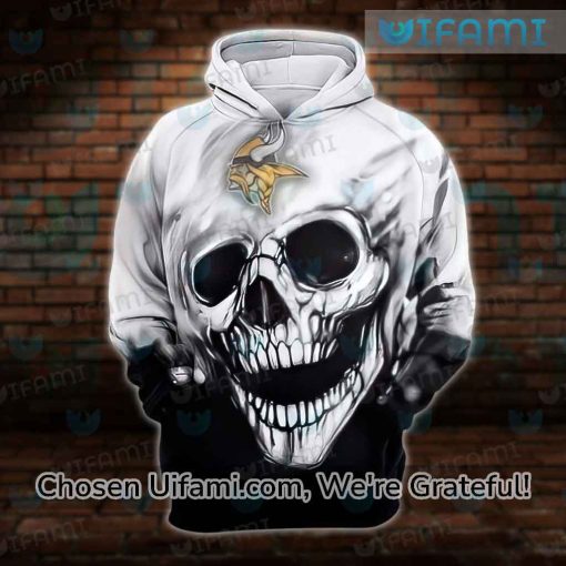 White Vikings Hoodie 3D Glamorous Skull Minnesota Vikings Gift