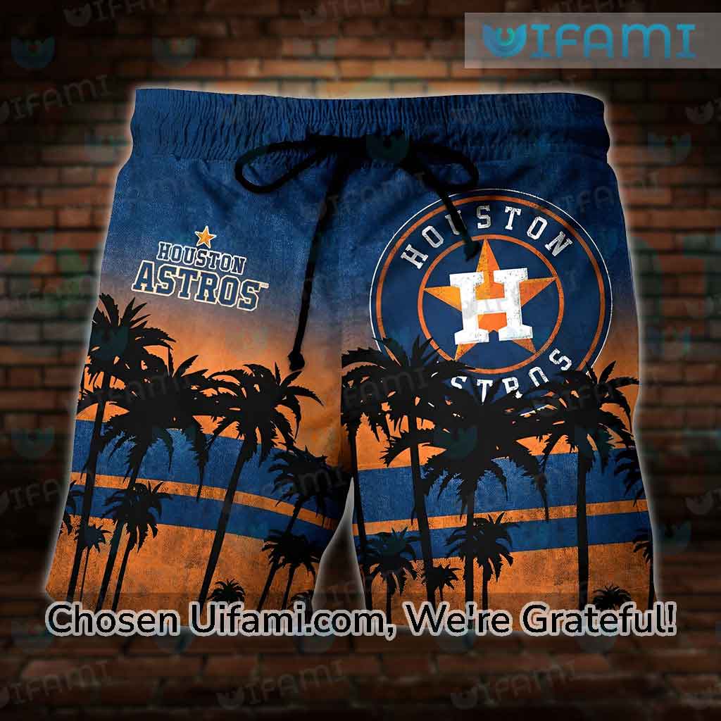 Houston Astros Logo And Red Pink White Hibiscus 3D Hawaiian Shirt