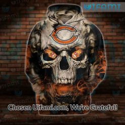 Womens Chicago Bears Hoodie 3D Skull Unique Chicago Bears Gifts
