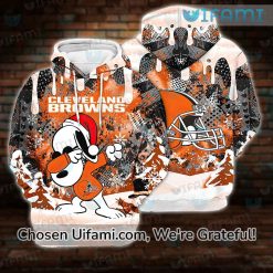 Womens Cleveland Browns Hoodie 3D Magnificent Snoopy Christmas Browns Gift