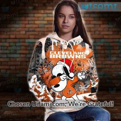 Womens Cleveland Browns Hoodie 3D Magnificent Snoopy Christmas Browns Gift 5