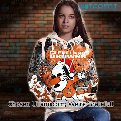 Womens Cleveland Browns Hoodie 3D Magnificent Snoopy Christmas Browns Gift