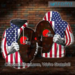Womens Cleveland Browns Hoodie 3D USA Flag Cleveland Browns Gift Ideas