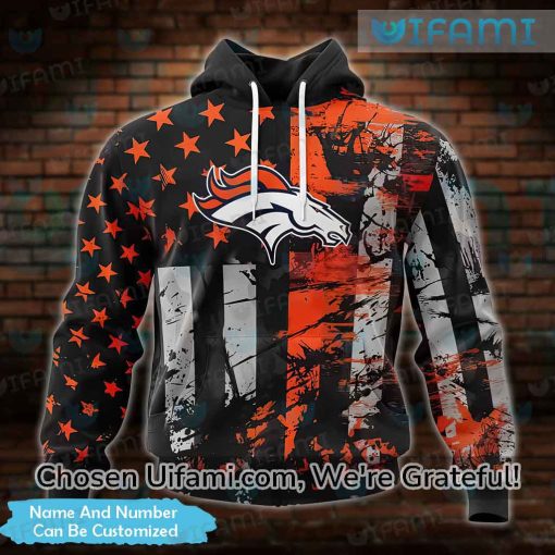 Womens Denver Broncos Hoodie 3D Fascinating USA Flag Personalized Denver Broncos Gifts