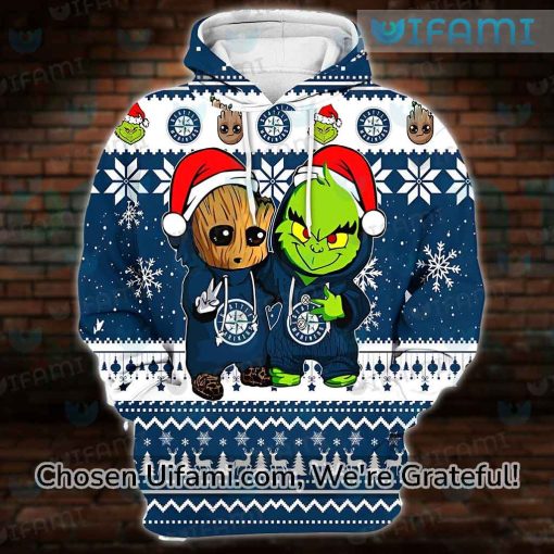 Women’s Mariners Hoodie 3D Fun-loving Christmas Groot Grinch Seattle Mariners Gifts