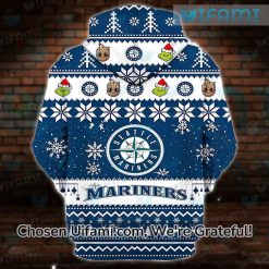 Womens Mariners Hoodie 3D Fun loving Christmas Groot Grinch Seattle Mariners Gifts 3