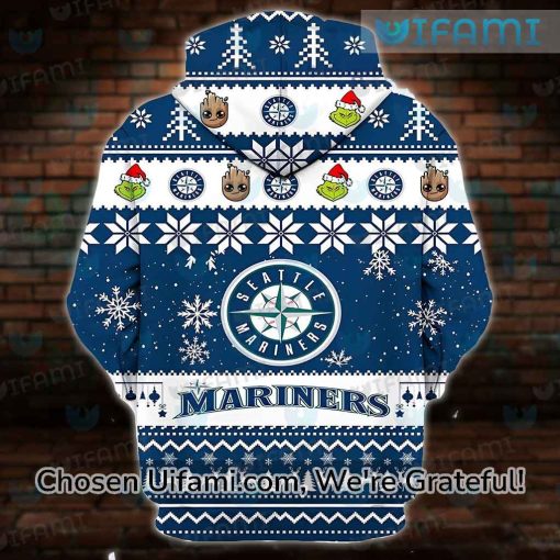 Women’s Mariners Hoodie 3D Fun-loving Christmas Groot Grinch Seattle Mariners Gifts