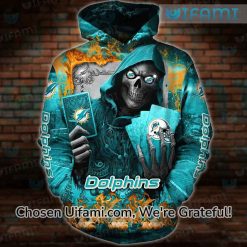 Womens Miami Dolphins Hoodie 3D Discount Grim Reaper Miami Dolphins Gift