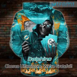 Womens Miami Dolphins Hoodie 3D Discount Grim Reaper Miami Dolphins Gift 2