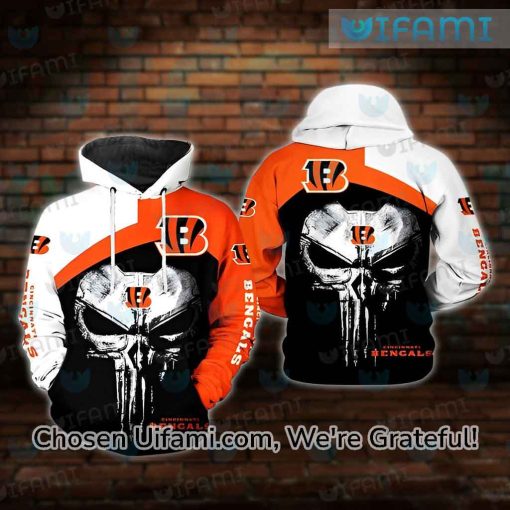 Youth Bengals Hoodie 3D Famous Punisher Skull Cincinnati Bengals Gift