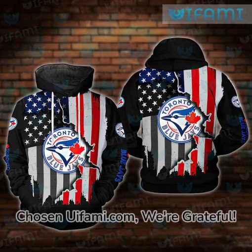 Youth Blue Jays Hoodie 3D Bold USA Flag Toronto Blue Jays Gift