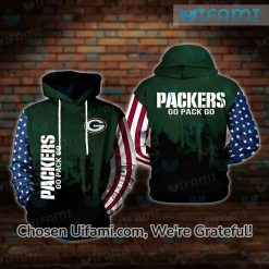 Youth Green Bay Packers Hoodie 3D USA Flag Go Pack Go Unique Packers Gifts