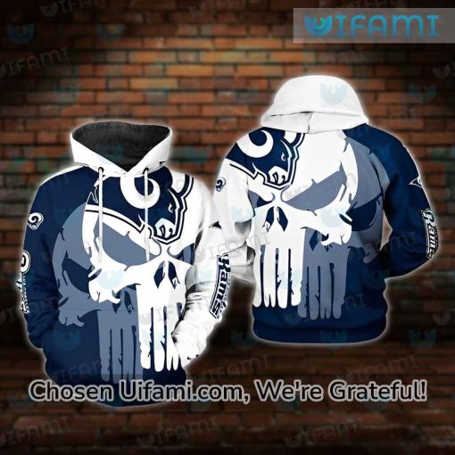 Youth Rams Hoodie 3D Eye-opening Punisher Skull LA Rams Gift Ideas