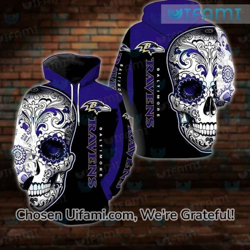 Youth Ravens Hoodie 3D Breathtaking Sugar Skull Baltimore Ravens Gift