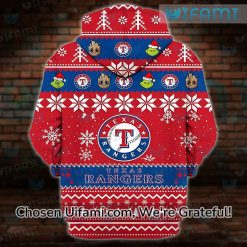 Youth Texas Rangers Hoodie 3D Upbeat Christmas Groot Grinch Texas Rangers Gift 3