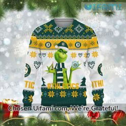 A’S Christmas Sweater Discount Grinch Oakland Athletics Gift
