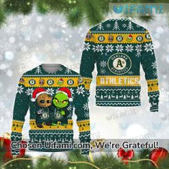 A’S Ugly Sweater Surprising Baby Groot Grinch Oakland Athletics Gift