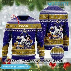Baltimore Ravens Ugly Sweater Custom Mickey Goofy Donald Gift For Ravens Fans