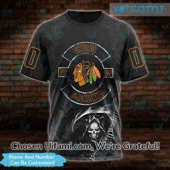 Blackhawks Clothing 3D Grim Reaper Personalized Chicago Blackhawks Gifts For Him