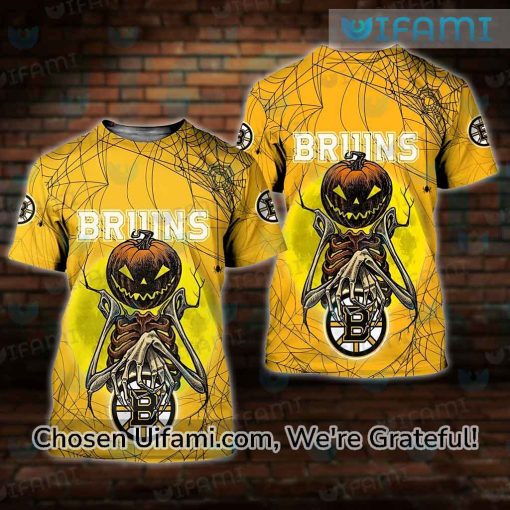 Boston Bruins Tee 3D Pumpkin Skeleton Bruins Gift