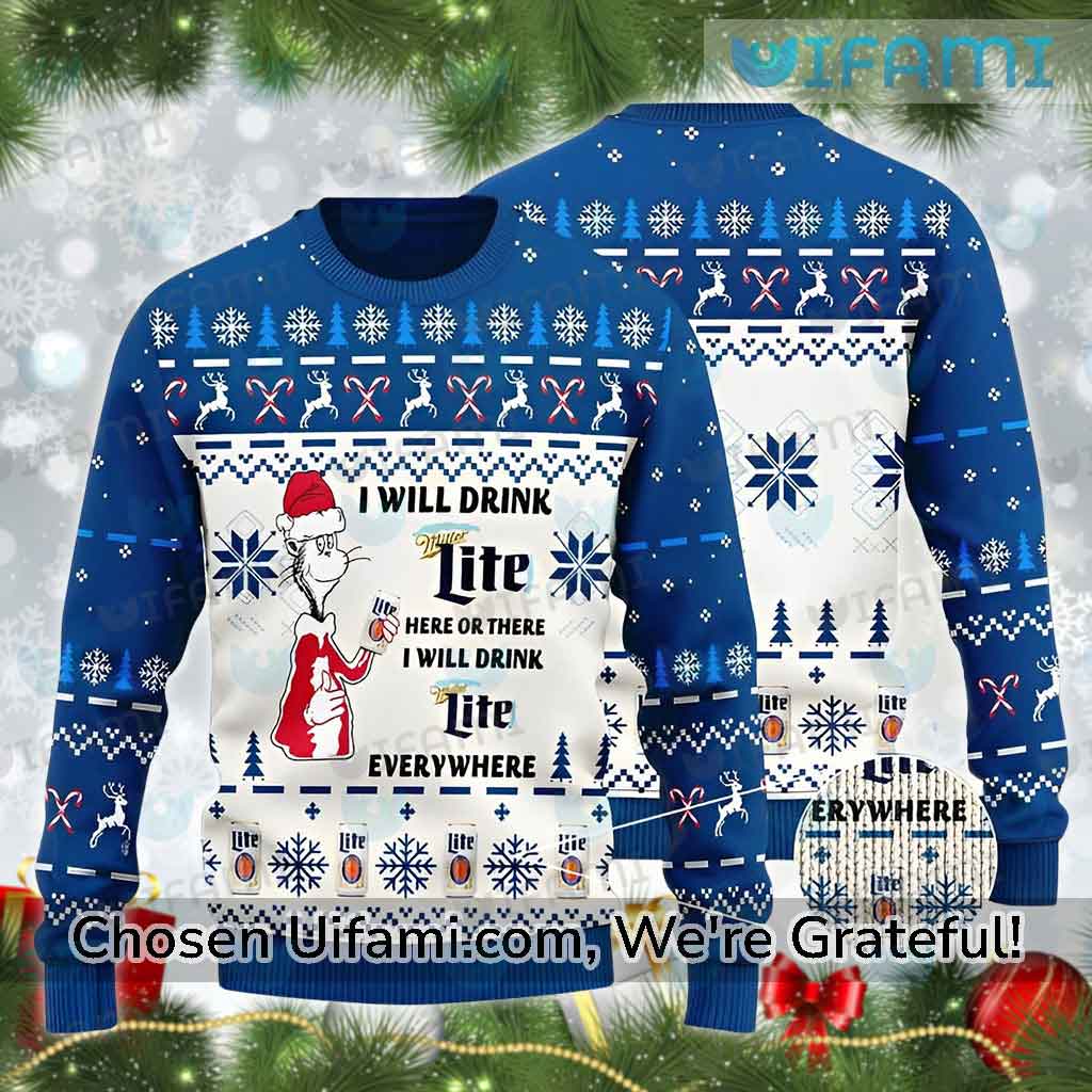 Christmas Sweater Miller Lite Rare The Cat In The Hat Miller Beer Gifts