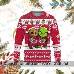 Cincinnati Reds Christmas Sweater Surprising Baby Groot Grinch Gift