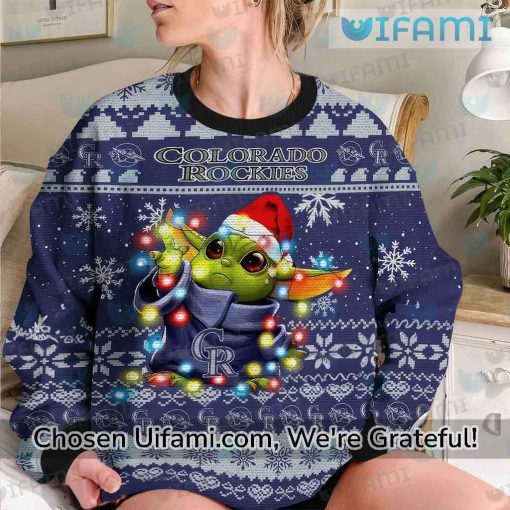 Colorado Rockies Christmas Sweater Astonishing Baby Yoda Rockies Gifts