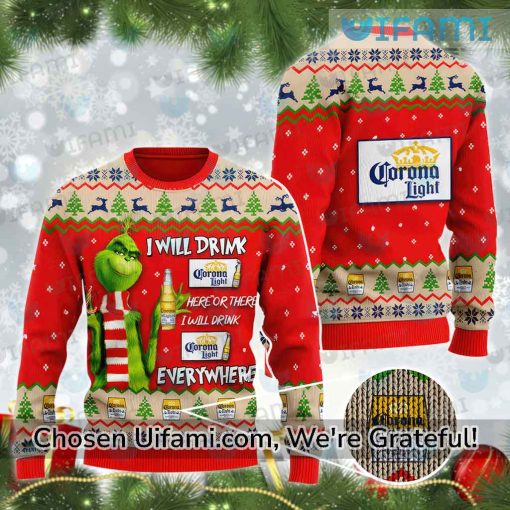 Corona Light Christmas Sweater Alluring Grinch Drink Everywhere Corona Gift Set