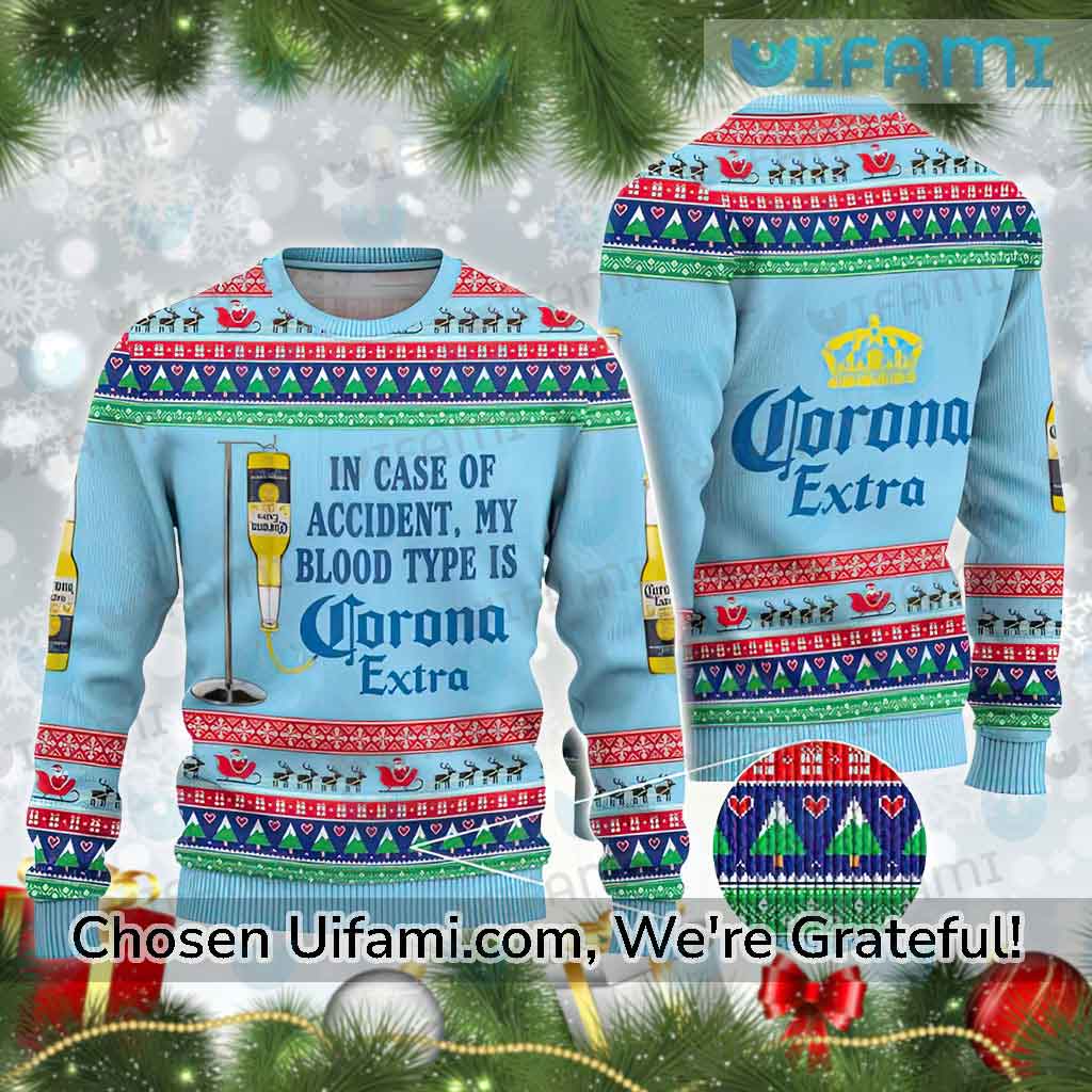 Corona Light Christmas Sweater Tempting My Blood Type Corona Gift