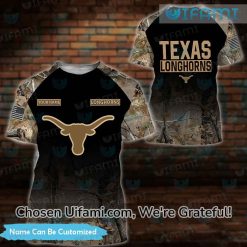 Custom Black Texas Longhorns Shirt 3D Valuable Hunting Camo Longhorns Gift