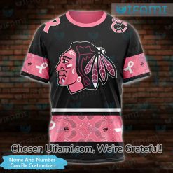 Custom Blackhawks Shirt 3D Important Breast Cancer Chicago Blackhawks Gift