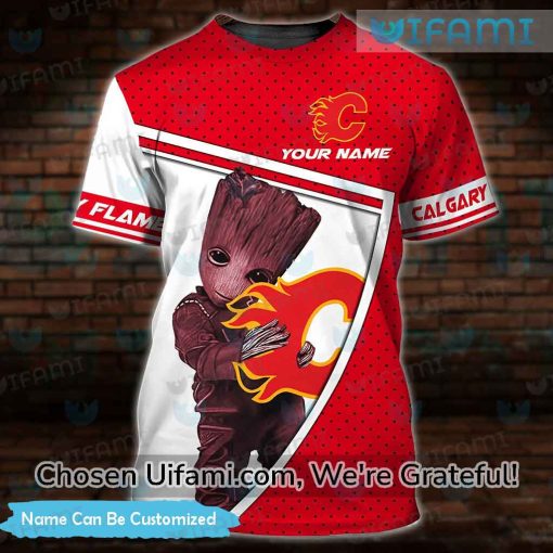 Custom Calgary Flames Clothing 3D Spell-binding Baby Groot Calgary Flames Gifts