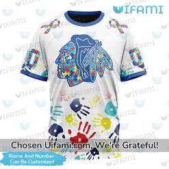 Custom Chicago Blackhawks T-Shirt 3D Inexpensive Autism Blackhawks Gift