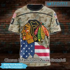 Custom Chicago Blackhawks Womens Apparel 3D USA Flag Camo Blackhawks Gift Ideas