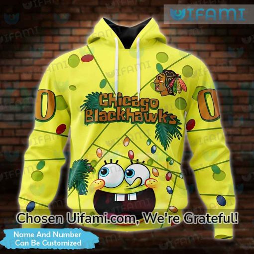 Custom Chicago Blackhawks Womens Hoodie 3D SpongeBob Gift