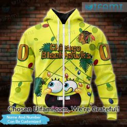 Custom Chicago Blackhawks Womens Hoodie 3D SpongeBob Gift