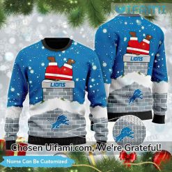 Custom Detroit Lions Ugly Christmas Sweater Santa Claus Detroit Lions Christmas Gift
