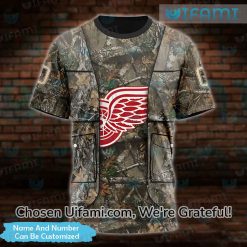 Custom Detroit Red Wings Vintage T-Shirt 3D Hunting Camo Red Wings Gift