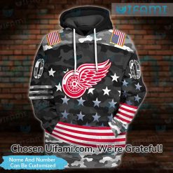 Custom Detroit Red Wings Zip Up Hoodie 3D USA Flag Camo Gift