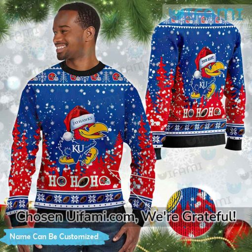 Custom KU Ugly Christmas Sweater Spirited Kansas Jayhawks Gift