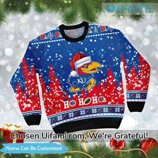 Custom KU Ugly Christmas Sweater Spirited Kansas Jayhawks Gift