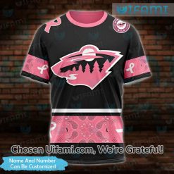 Custom Minnesota Wild Shirt 3D Playful Breast Cancer Gift Best selling